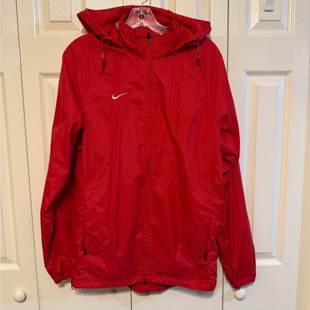 Nike Team Hooded Windbreaker Jacket Men’s Size Small Red Athletic
